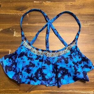 PINK Victoria's Secret Tie Dye Tribal Embroidery Bikini Top Strapy Back Medium